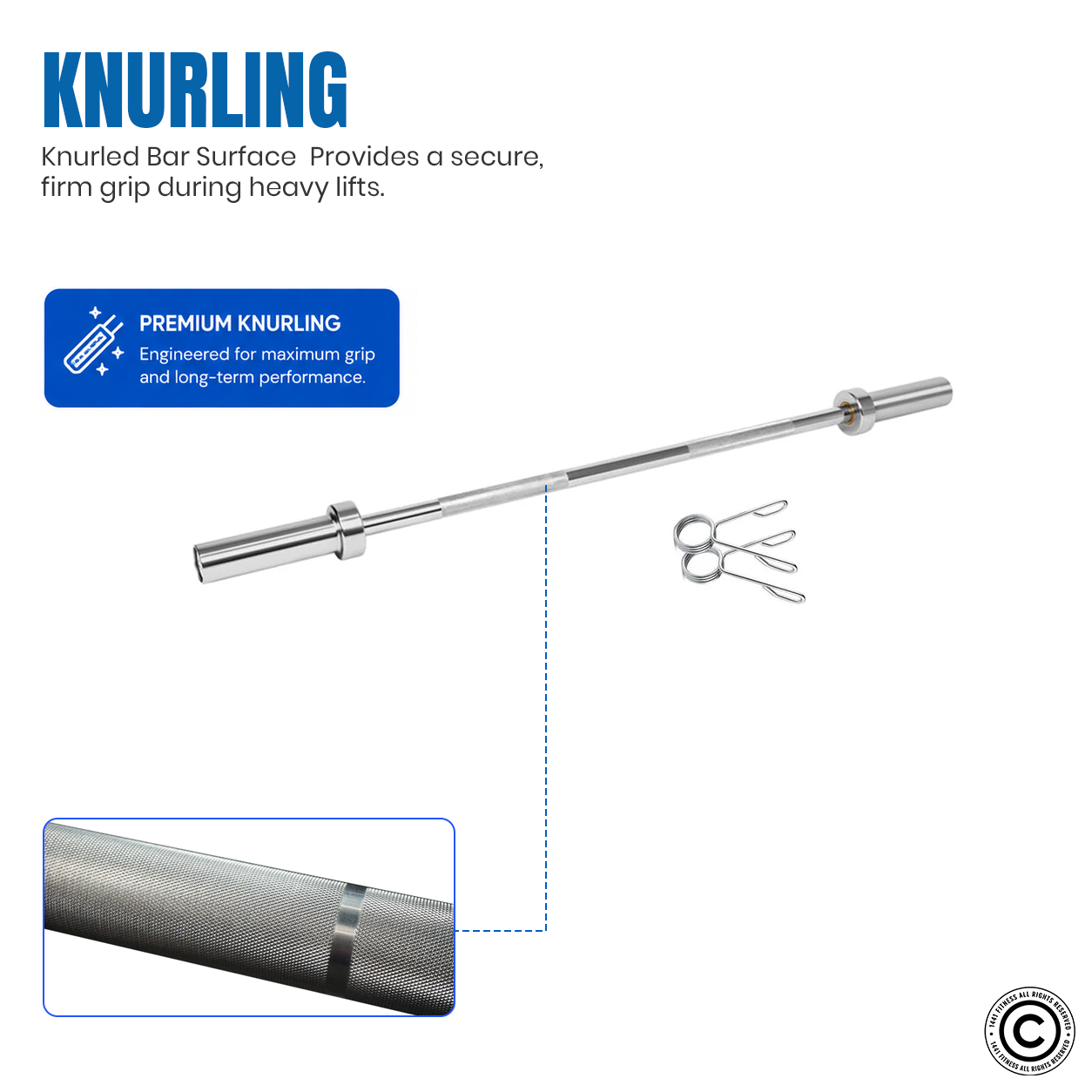 1441 Fitness 4 ft Olympic Bar with Collars - 7 kg