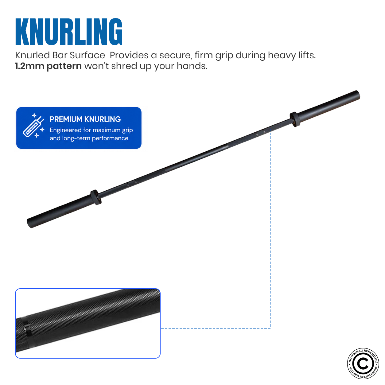 1441 Fitness 7 Ft Olympic Barbell with Collars - 20 Kg