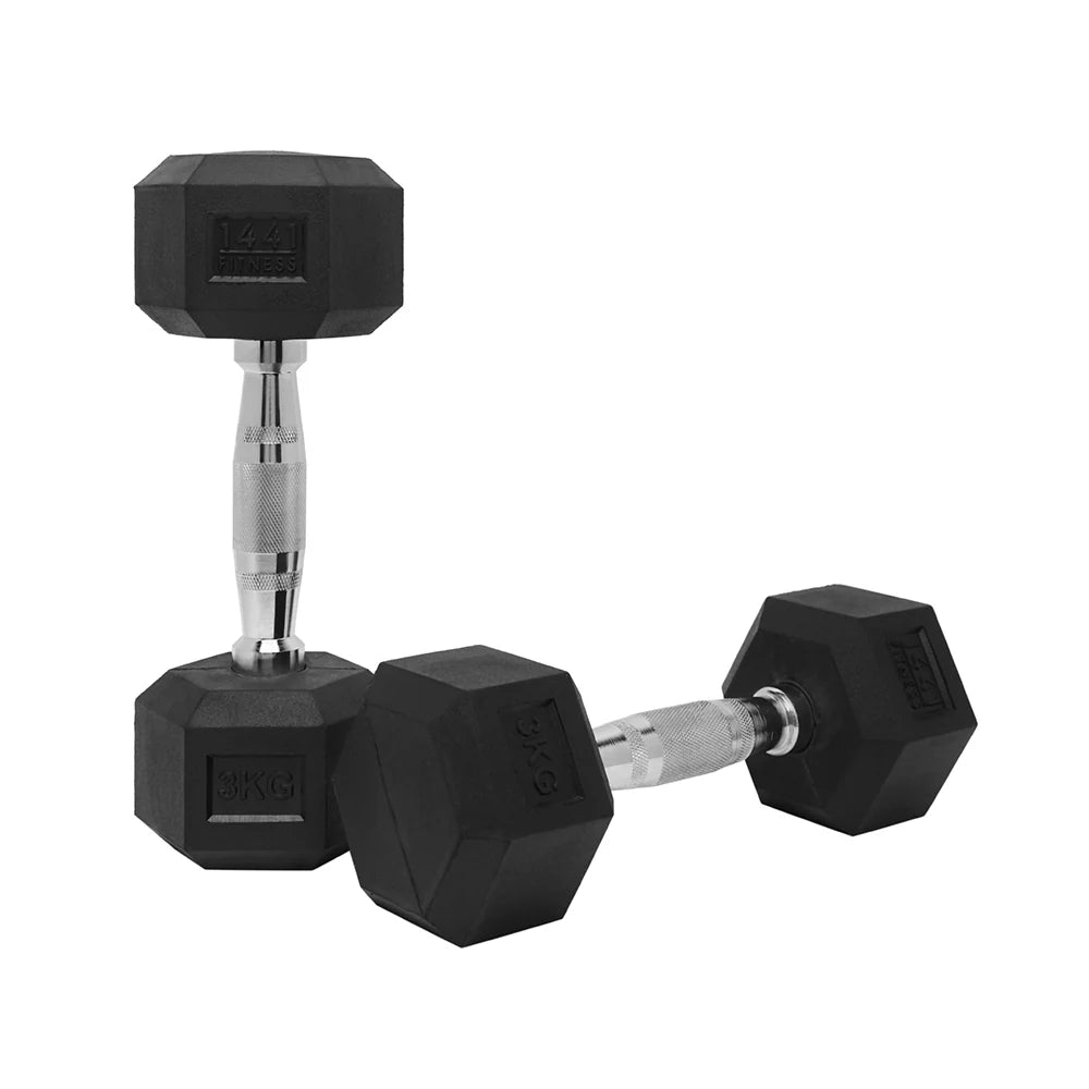 1441 Fitness Rubber Hex Dumbbells 1 Kg to 10 Kg (Sold as Pair)