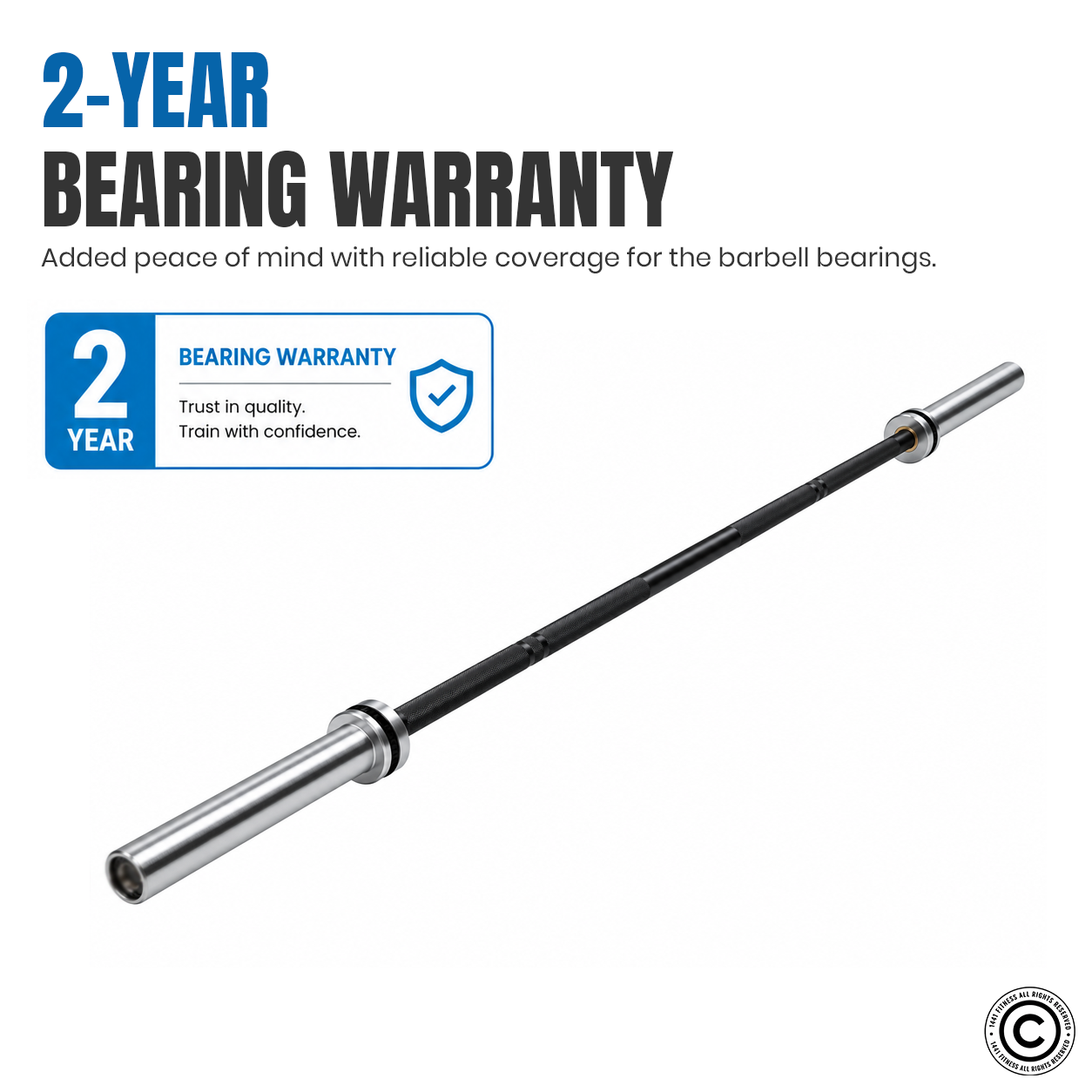 Weightlifting / Powerlifting Barbell Bar - Black