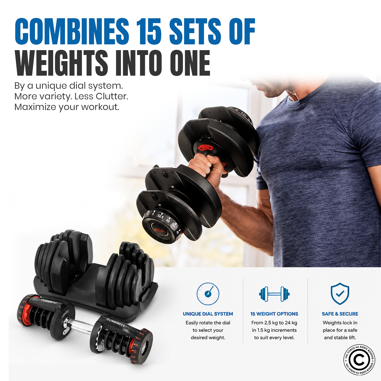 1441 Fitness Adjustable Dumbbell Set - 5 Kg - 40 Kg