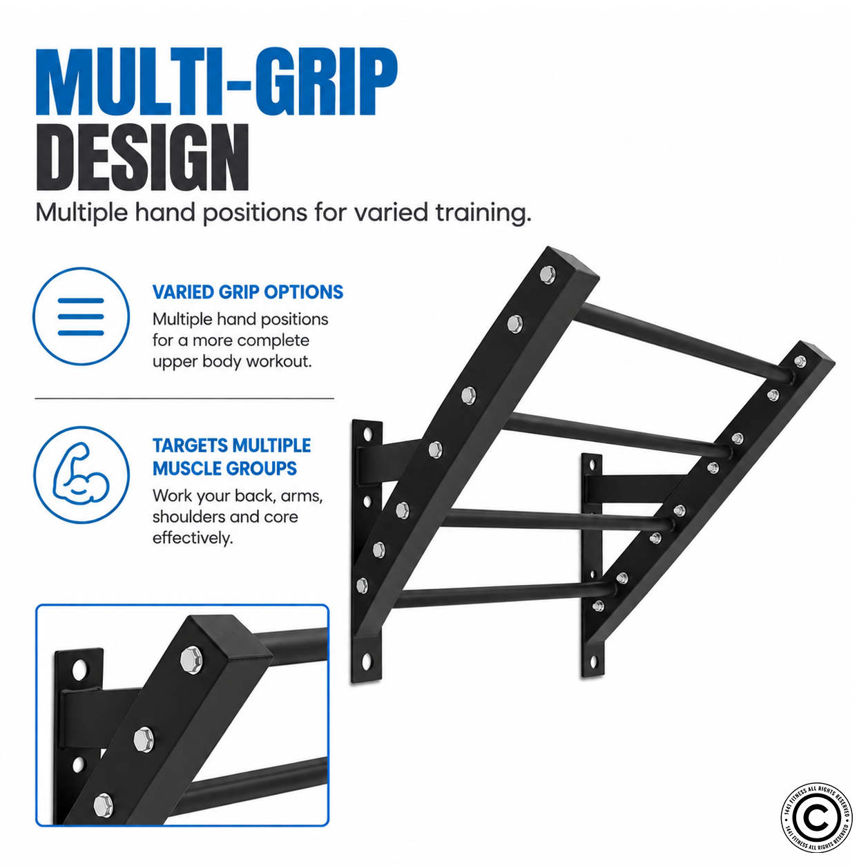 1441 Fitness Incline Multi Grip Pull Up Bar