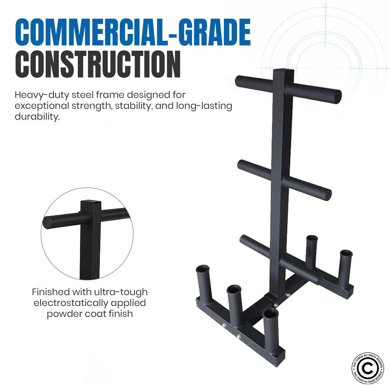 1441 Fitness Commercial Plate Rack with Six Bar Holder