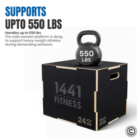 Thumbnail for 1441 Fitness - صندوق القفز الخشبي 3 في 1 - أسود غير لامع