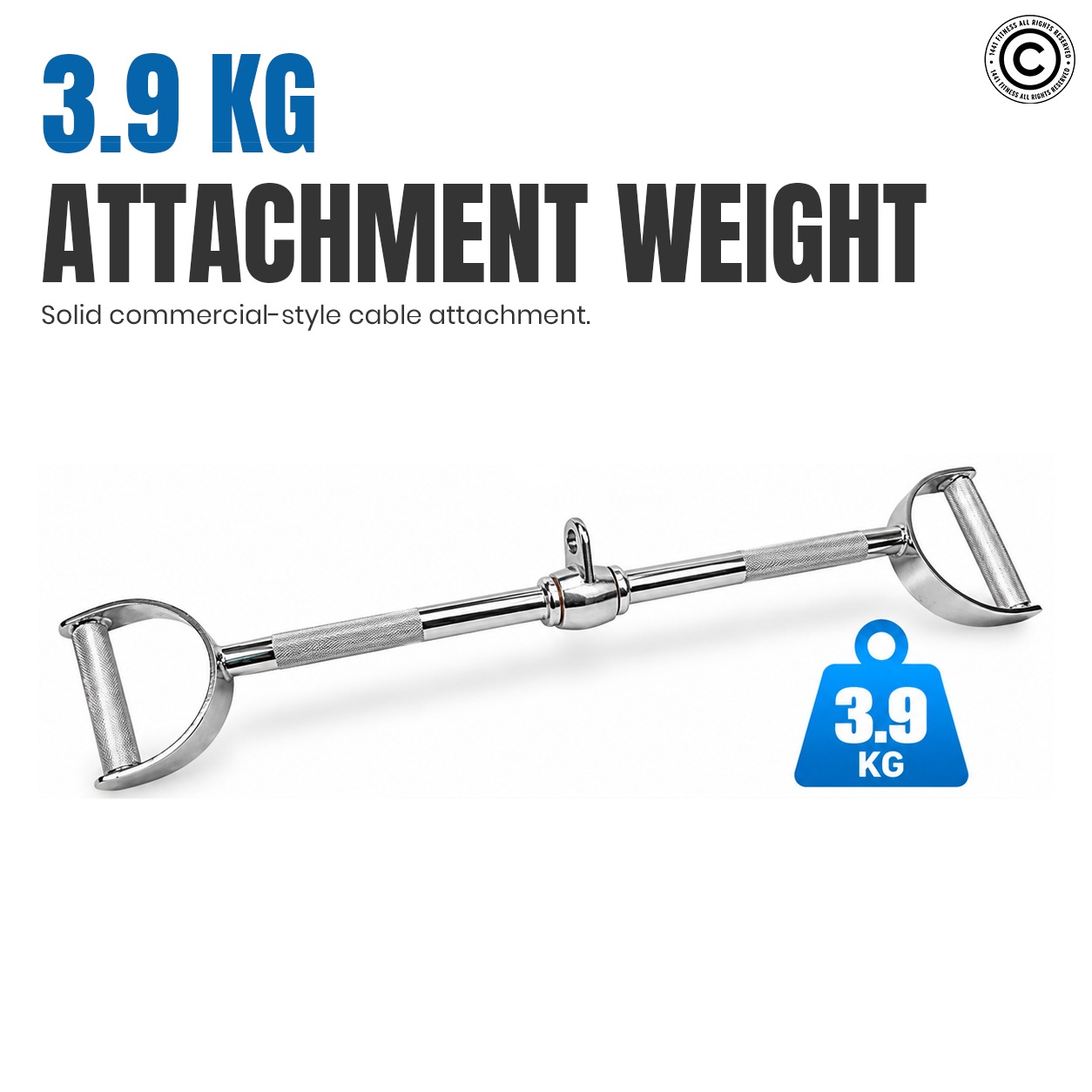 1441 Fitness - ملحق الظهر - قضيب سحب لات مستقيم بمقبض على شكل دي - 35 بوصة