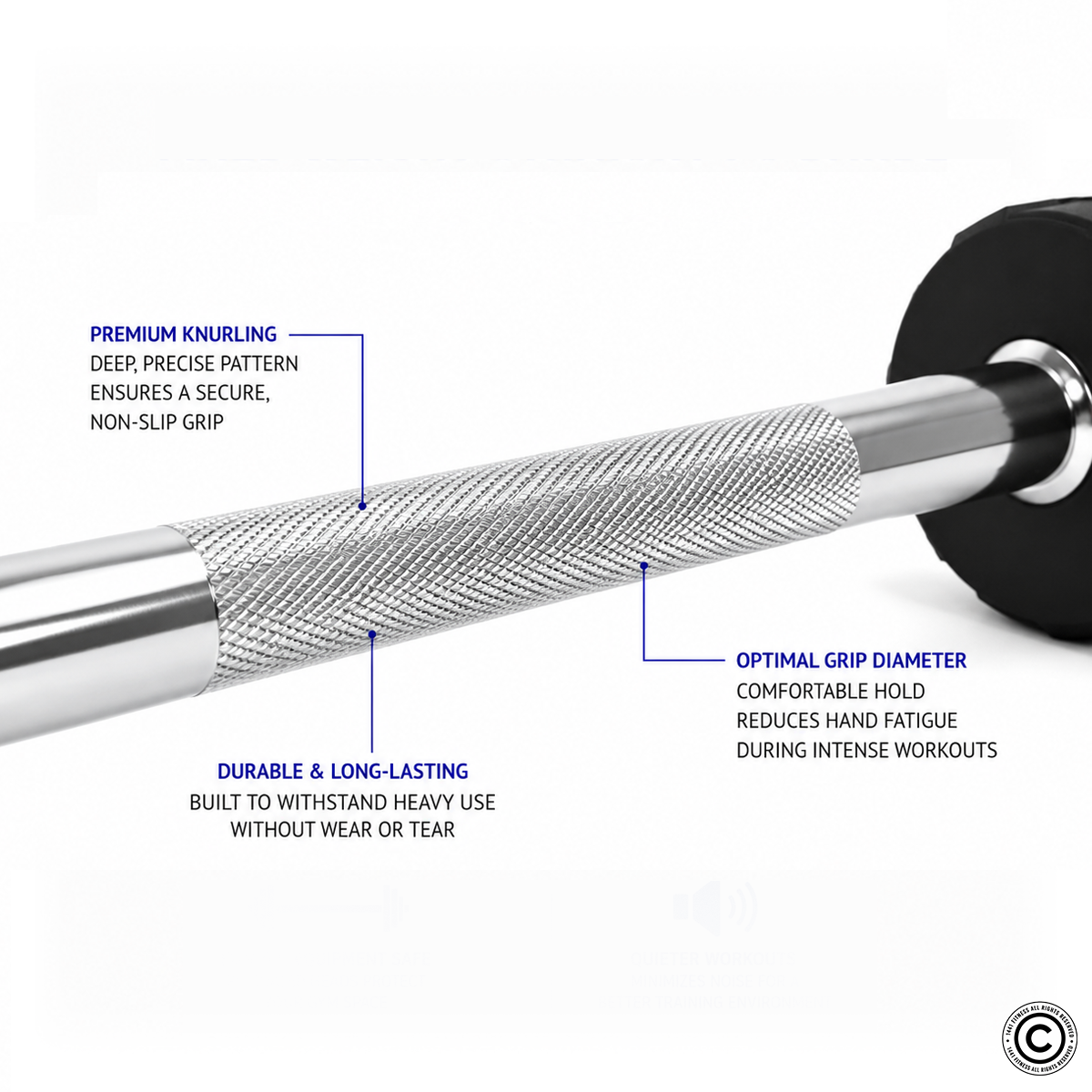 1441 Fitness Fixed Weight Straight Barbell PU (10 kg - 50 kg)