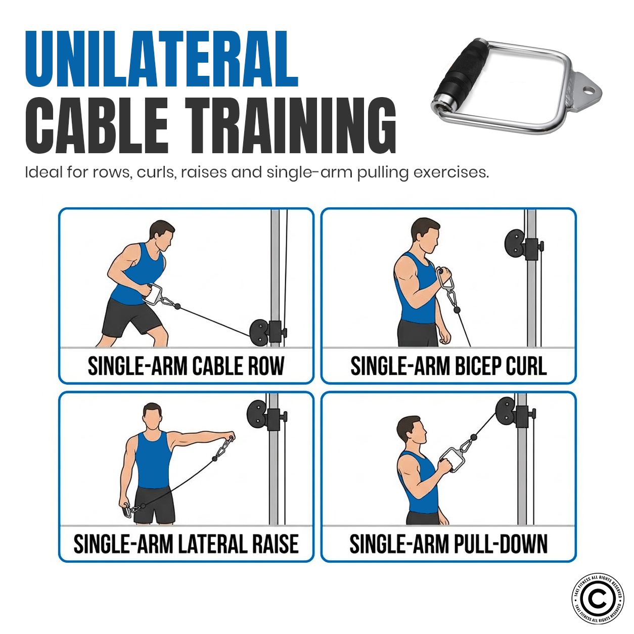 1441 Fitness - ملحق اللات - بار سحب اللات ببار شكل حرف دي - ملحق جهاز كابل البكرة.