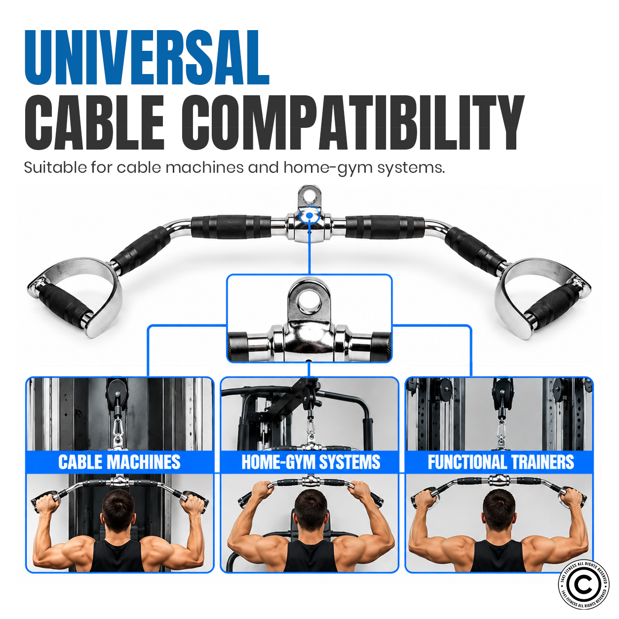 1441 Fitness D Handle Lat Pull Down Attachment - 90 CM