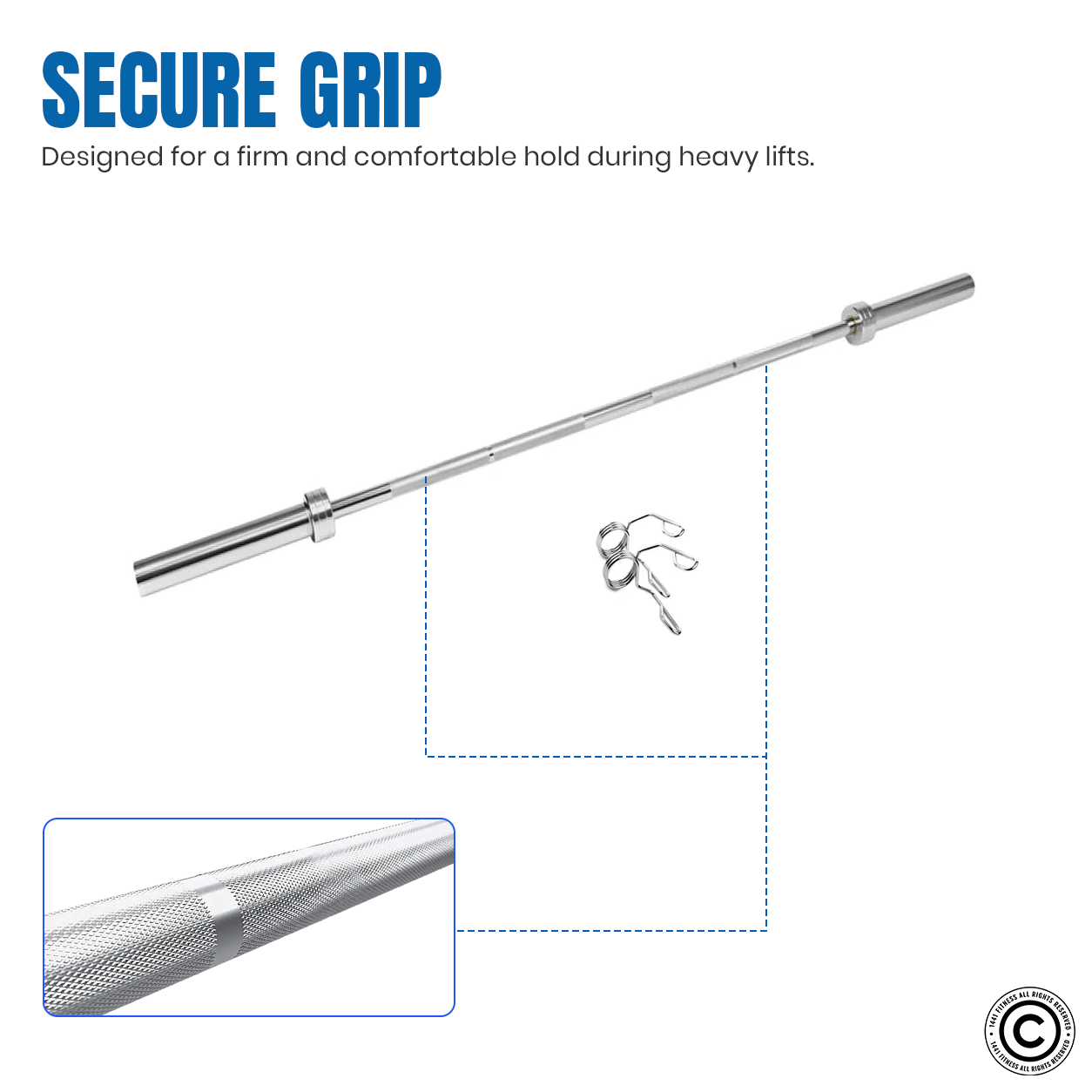 1441 Fitness 4 ft Olympic Bar with Collars - 7 kg