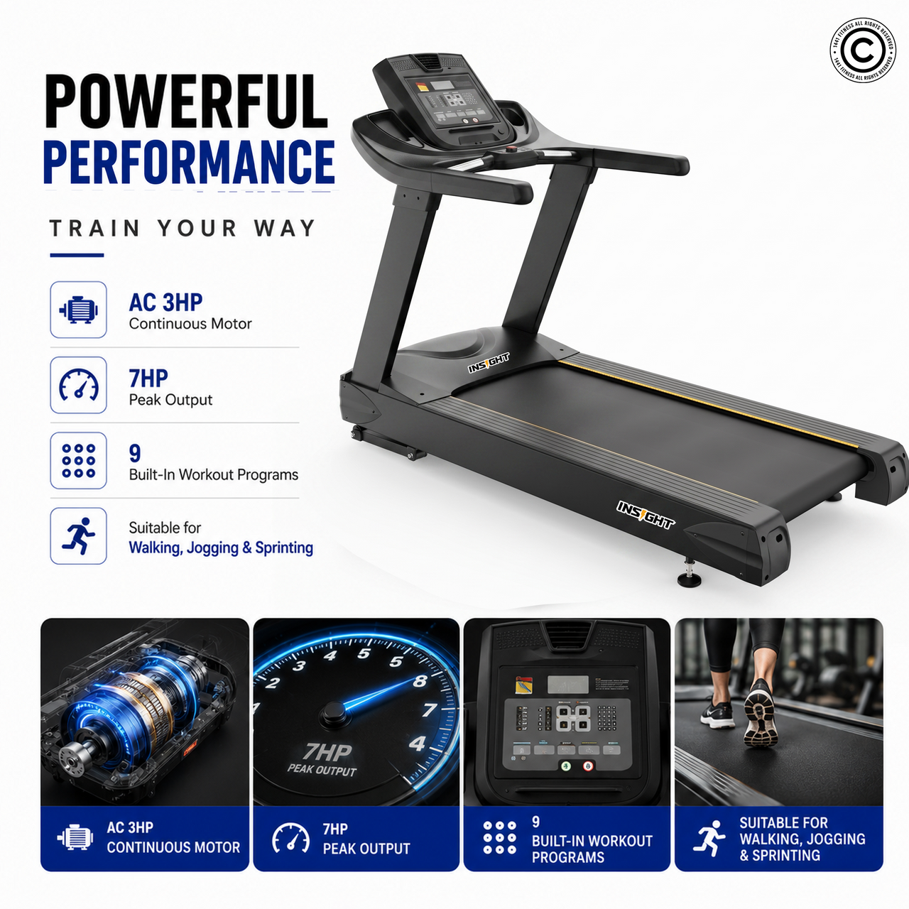 Insight Fitness Commercial Treadmill - CT 3000