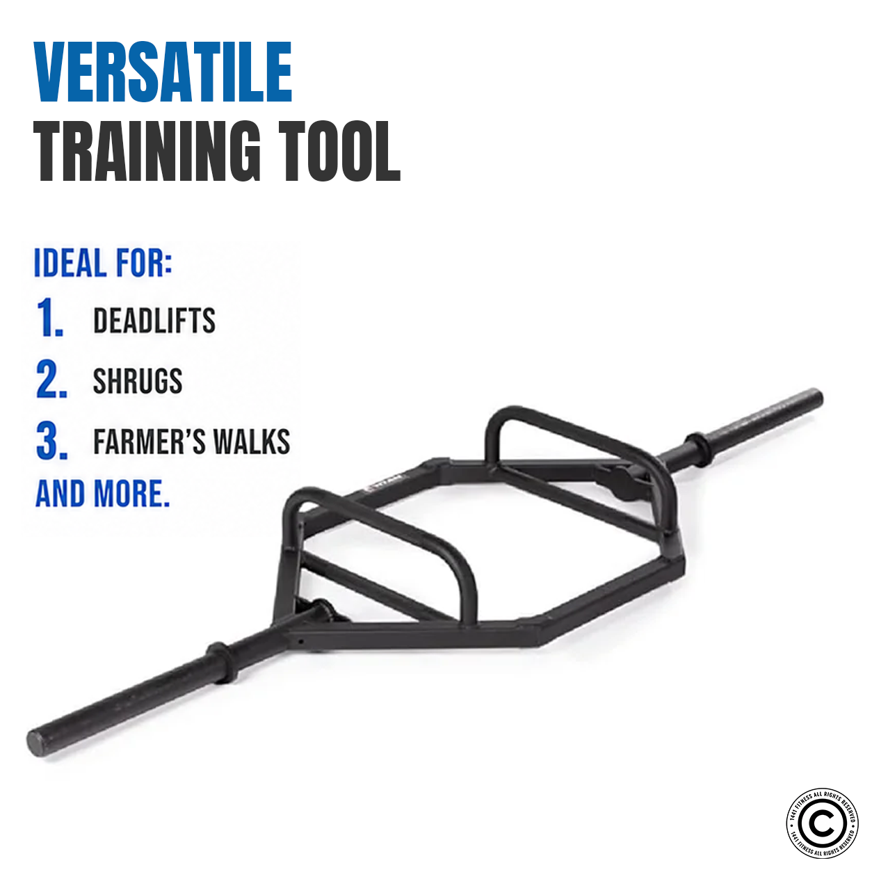 1441 Fitness Hex Trap Bar with Collars - Matt Black