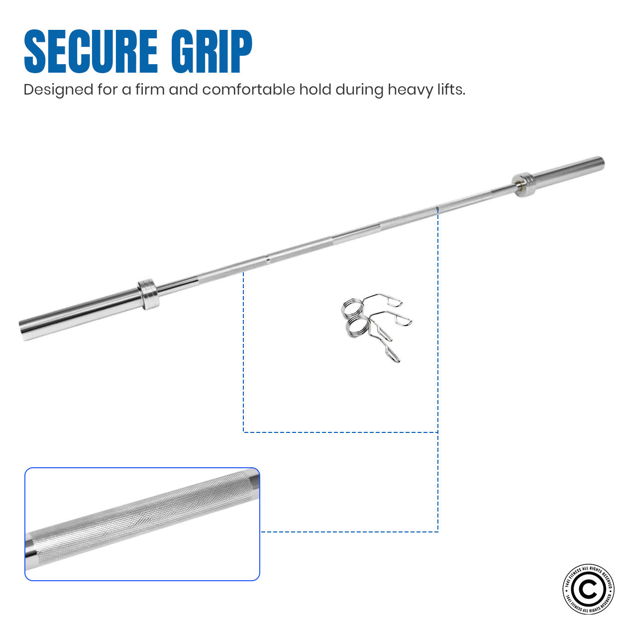 1441 Fitness 7 Ft Olympic Barbell with Collars - 20 Kg