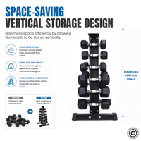 Thumbnail for 1441 Fitness Vertical Dumbbell Rack - 6 Pairs