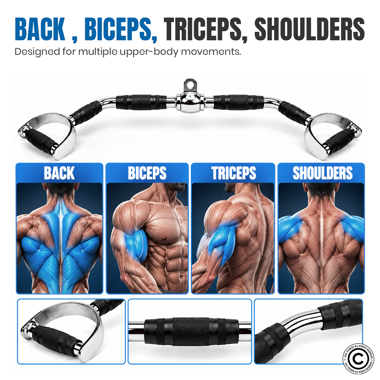 1441 Fitness D Handle Lat Pull Down Attachment - 90 CM