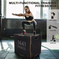 1441 Fitness Black Wooden Plyobox