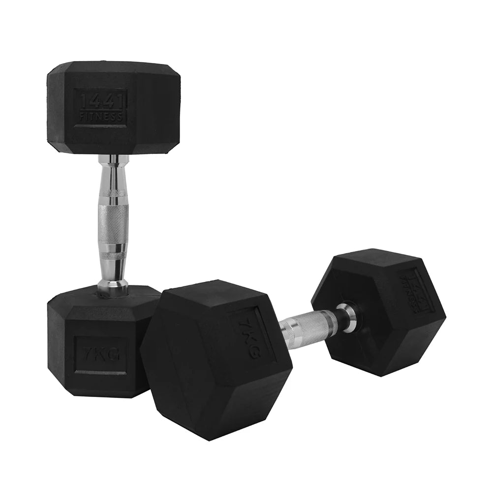 1441 Fitness Rubber Hex Dumbbells 1 Kg to 10 Kg (Sold as Pair)