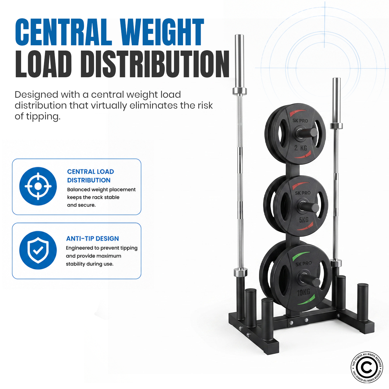 1441 Fitness Commercial Plate Rack with Six Bar Holder