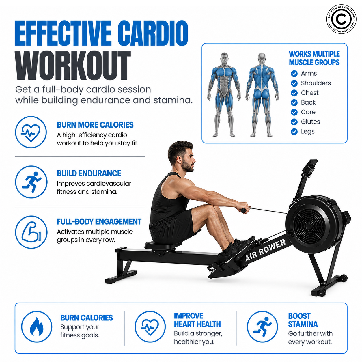 1441 Fitness Air Rowing Machine - 41FLR32