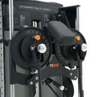 Close-up of a Insight Fitness Standing Multi Flight - BE8034 with pulleys and control knobs on a white background