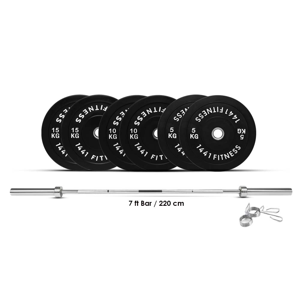 Olympic Bar with 3 sets of Rubber Bumper Plates