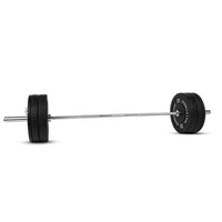 Thumbnail for Olympic Bar with Bumper Plates attached equipped with pair of collars