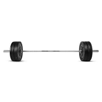 Thumbnail for Front view of Olympic Bar with Bumper Plates