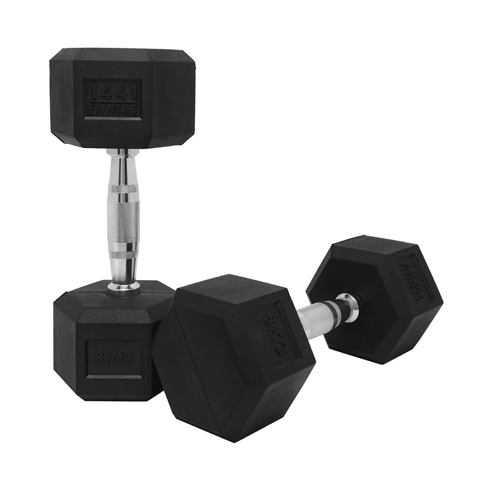 1441 Fitness Rubber Hex Dumbbells 1 Kg to 10 Kg (Sold as Pair)