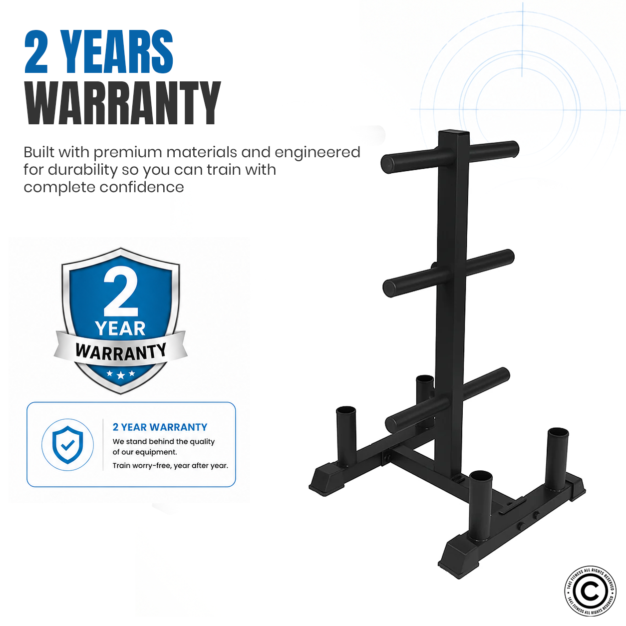 1441 Fitness Olympic Plate Tree with 4 Bar Holder1441 Fitness - شجرة الألواح الأولمبية مع حامل 4 قضبان