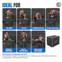 Thumbnail for 1441 Fitness - صندوق القفز الخشبي 3 في 1 - أسود غير لامع