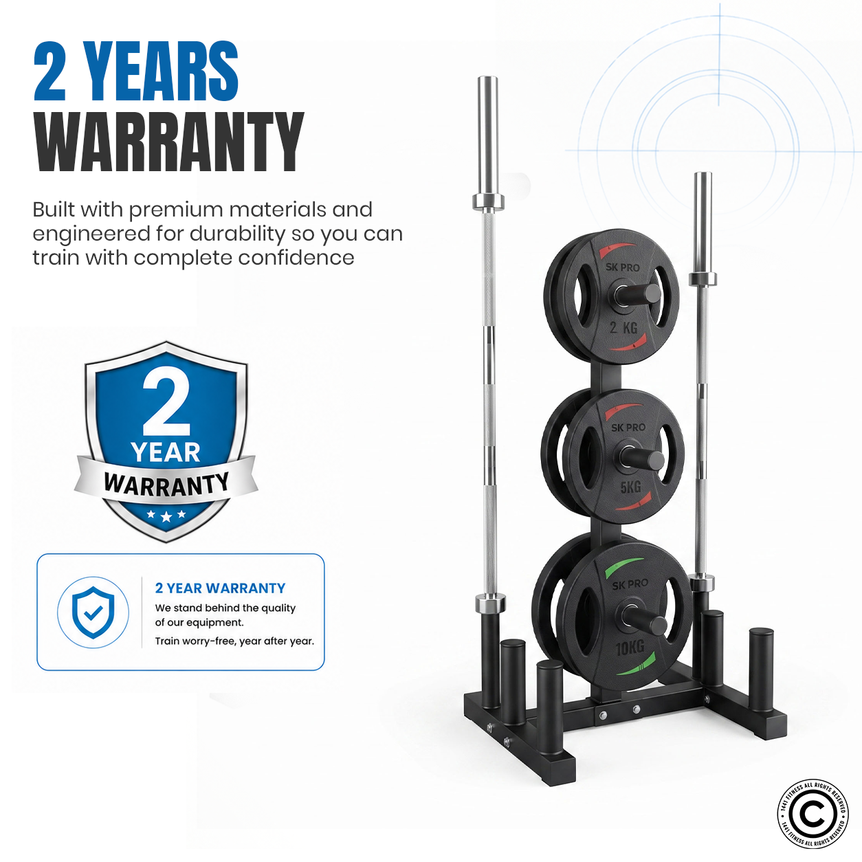 1441 Fitness Commercial Plate Rack with Six Bar Holder