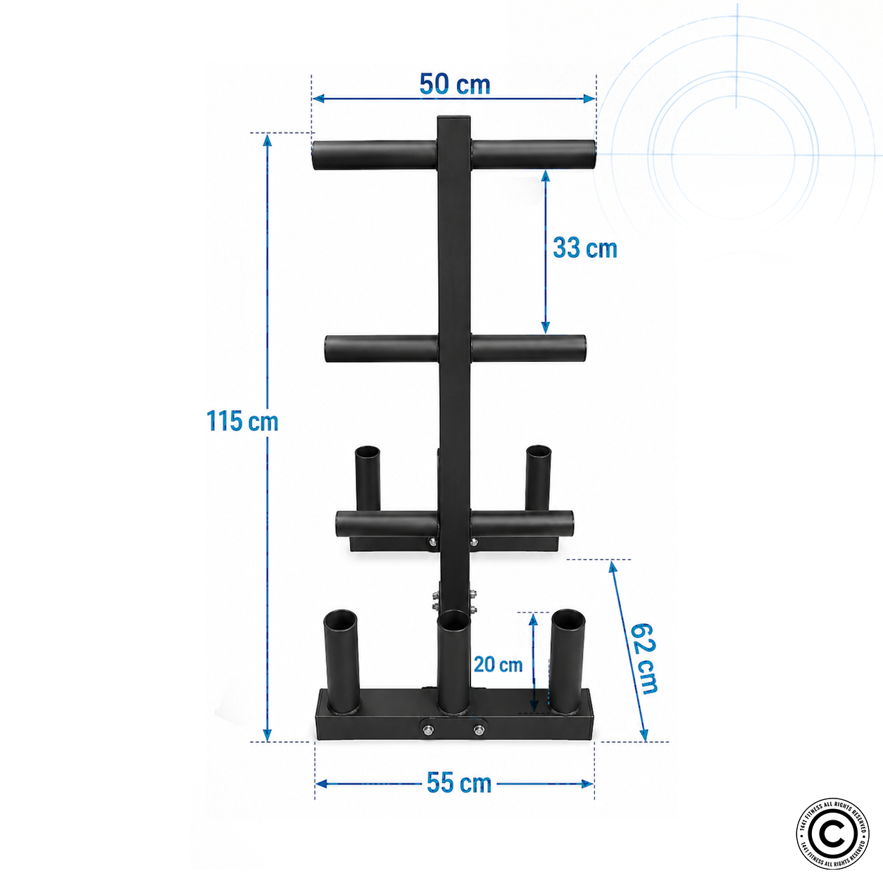 1441 Fitness Commercial Plate Rack with Six Bar Holder