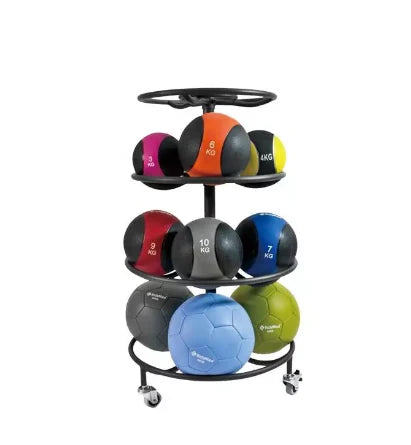 1441 Fitness Circled Premium Medicine Ball Rack with Wheels - (15 Pcs)