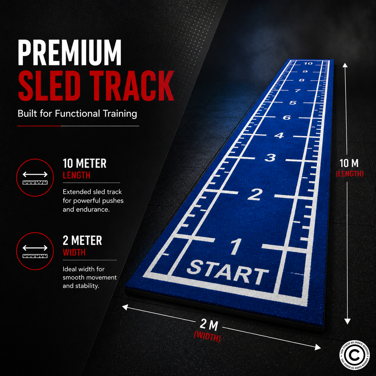 Sled Track Grass with Marking - 10 x 2 Meters (Blue)