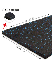 1441 Fitness Commercial Rubber Flooring for Gym 20 mm - 100 x 100 CM Speckled Blue