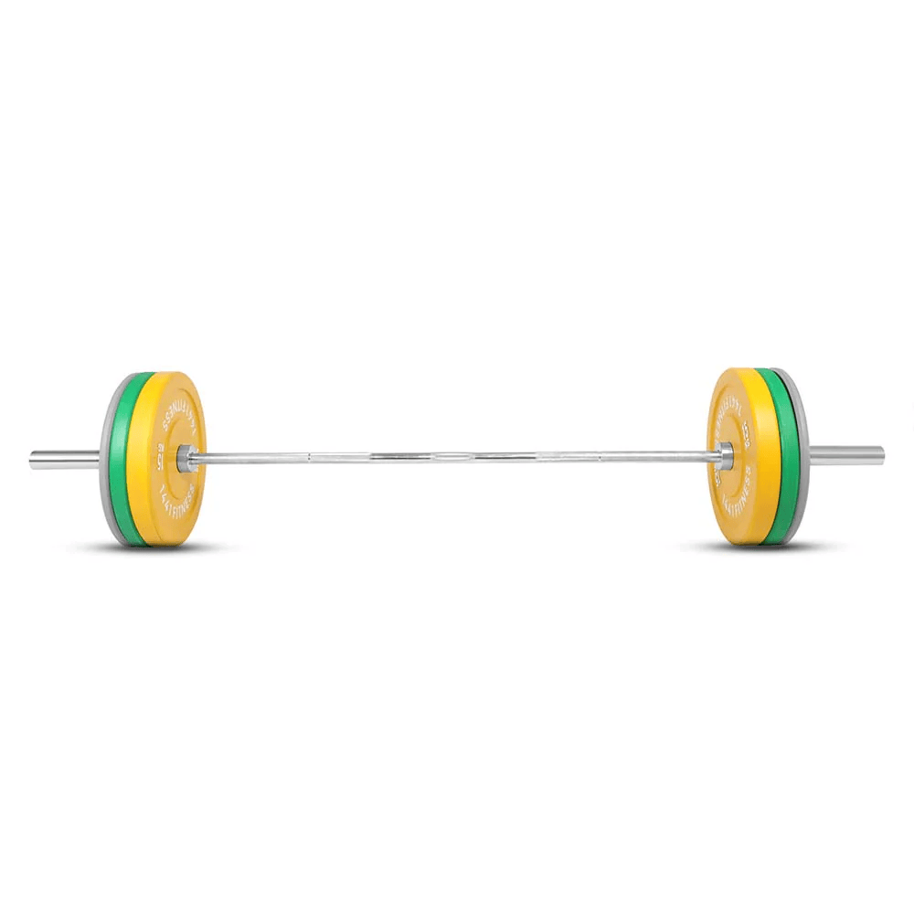 Premium Color Bumper Plates with 7 Ft Olympic Bar - 120 Kg Set - Bundle Offer