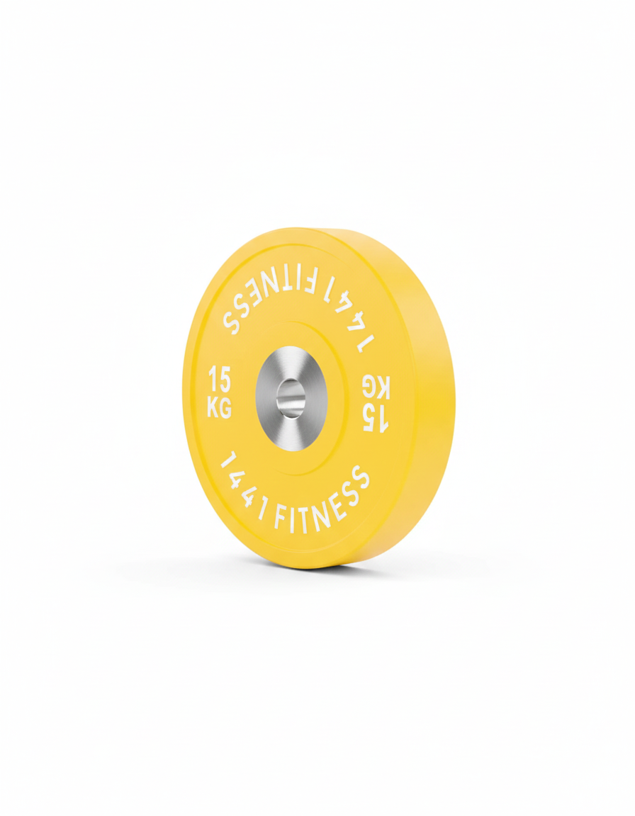 Premium Competition Rubber Bumper Plates with 7 Ft Olympic Bar - 140 KG set - Bundle Offer - 15KG