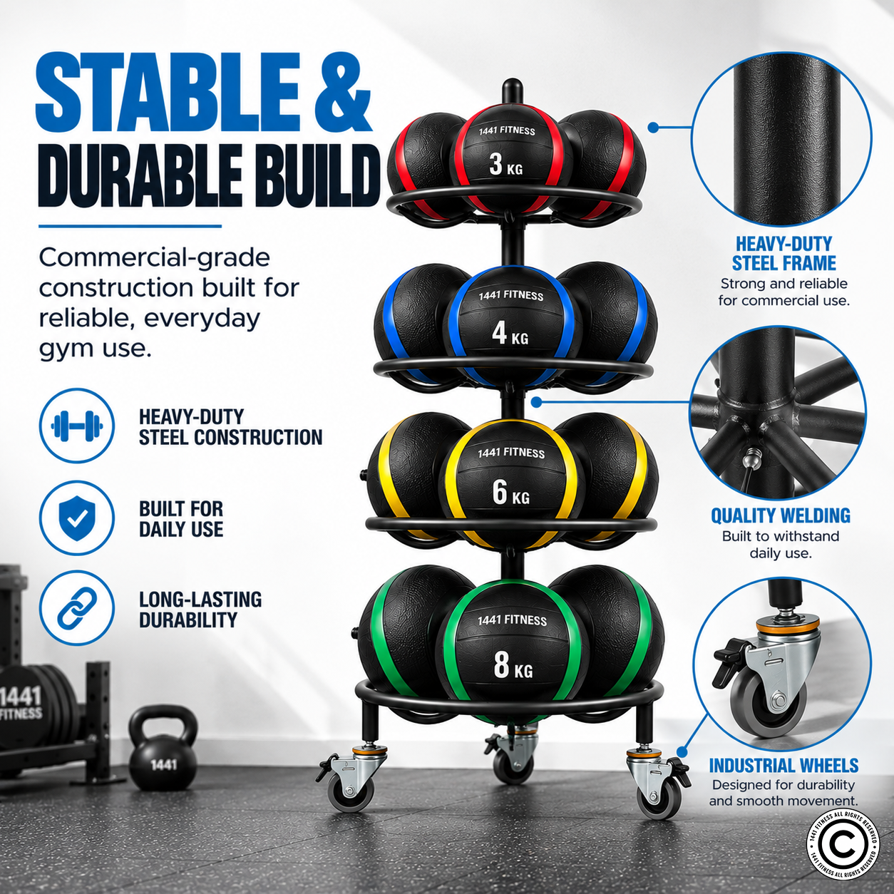 1441 Fitness Ball 18 Balls Rack with Wheels