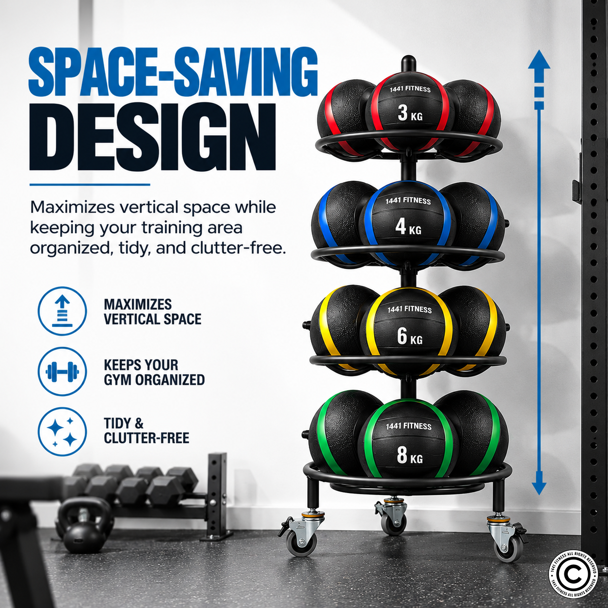 1441 Fitness Ball 18 Balls Rack with Wheels
