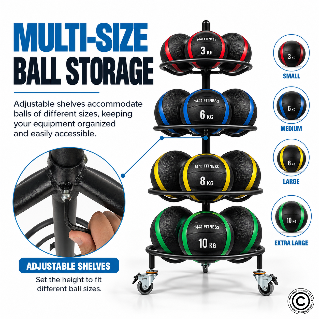 1441 Fitness Ball 18 Balls Rack with Wheels