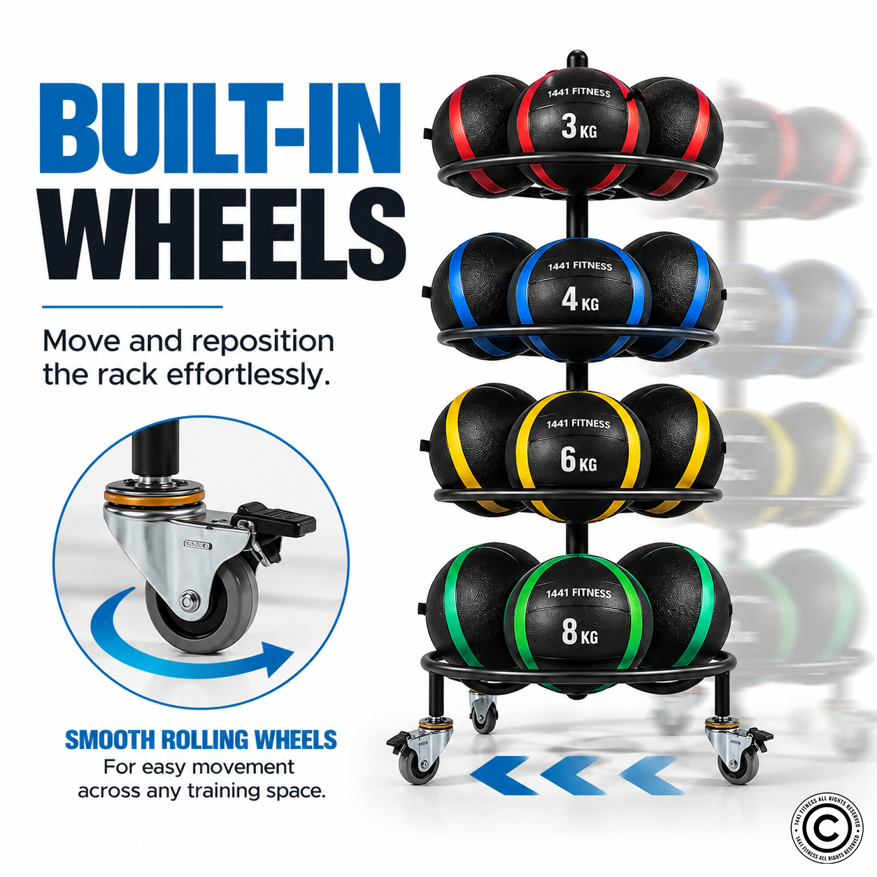1441 Fitness Ball 18 Balls Rack with Wheels