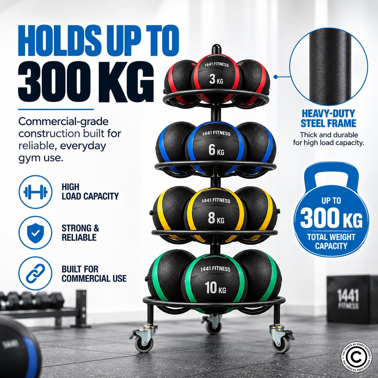 1441 Fitness Ball 18 Balls Rack with Wheels