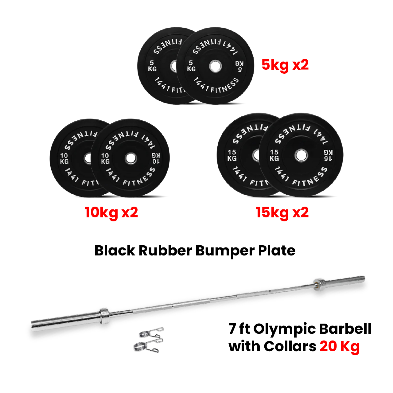 Olympic Bar with 3 sets of Rubber Bumper Plates