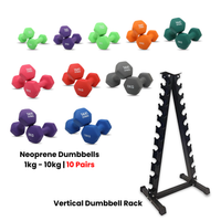 Thumbnail for Neoprene Dumbbells with Rack - 1 Kg to 10 Kg (Bundle)