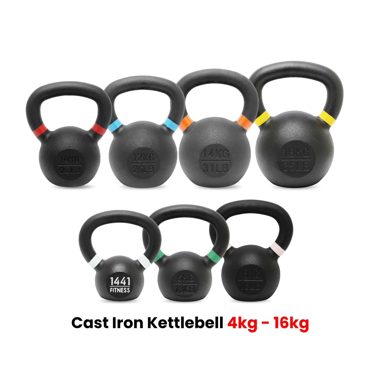 Powder Coated Kettlebell Set - 4 Kg to 16 Kg - Bundle Offer