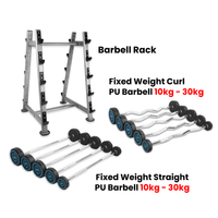 Thumbnail for Fixed Straight & Curl Barbell Weight Set with Rack