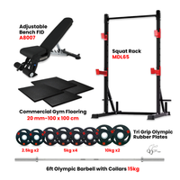 Thumbnail for MDL 65 Squat Rack Combo with Plates Bench and Flooring - Bundle Offer