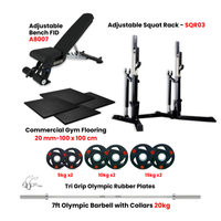 Thumbnail for SQR03 Squat Rack Combo with Plate Set Bench and Flooring  - Bundle Offer