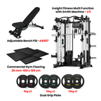 Thumbnail for Insight Fitness Multi Function Smith Machine C5 with Rubber Flooring , Dual Grip Plates & A8007 Bench - Bundle Offer