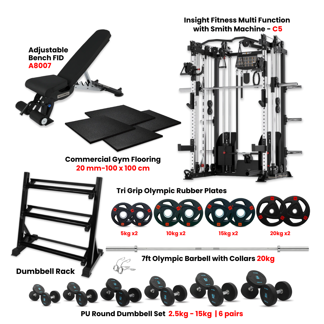 Insight Fitness C5 Multi Function Smith Machine Home Gym Bundle Offer  - PRO6