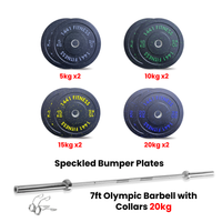 Thumbnail for Speckled Bumper Plates with 7 ft Olympic Bar - 120 Kg Set - Bundle Offer